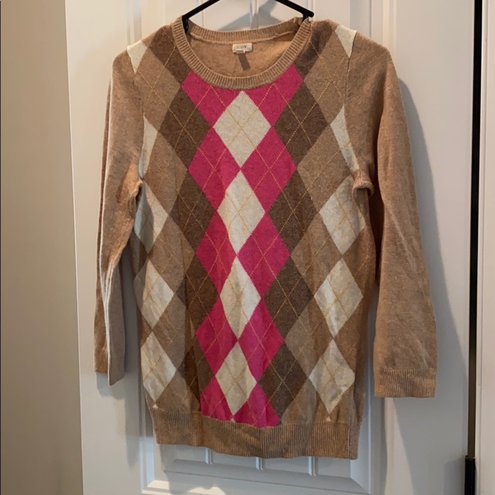 J Crew Size Small Argyle Thin Sweater